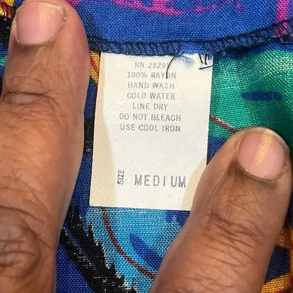 Vintage Women’s M Abstract Open Light Weight Jacket Blue Purple 90s Art Print - Picture 2 of 6